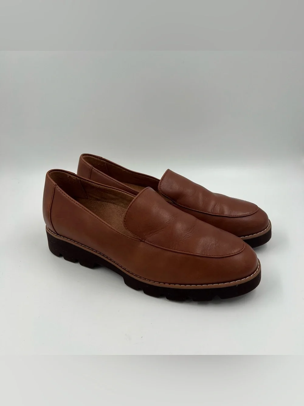 Vionic Women’s Kensley Slip On Flats Brown Nappa Leather Size 8 Comfort Preppy